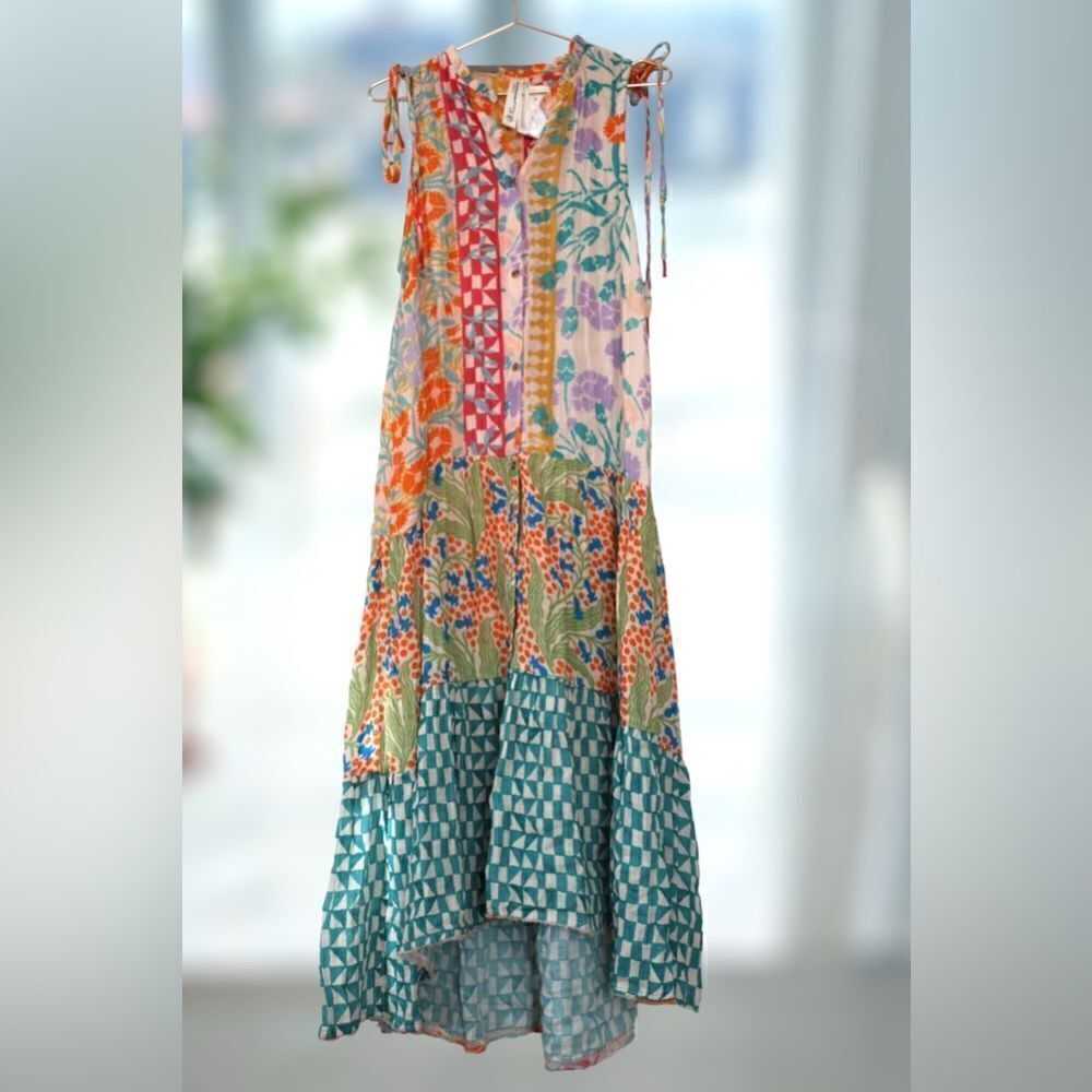 Anthropologie Ellen Merchant Shoulder-Tie Buttondown Dress Size XXS - Picture 9 of 16